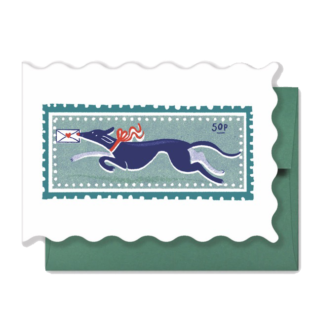 Long Stamp, A6 Shaped Greetings Card