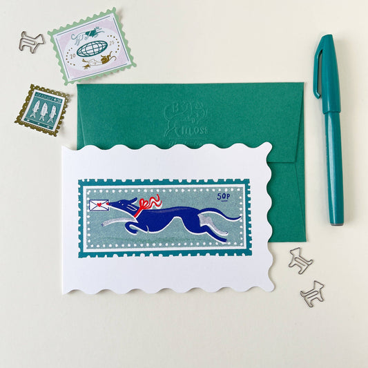 Long Stamp, A6 Shaped Greetings Card