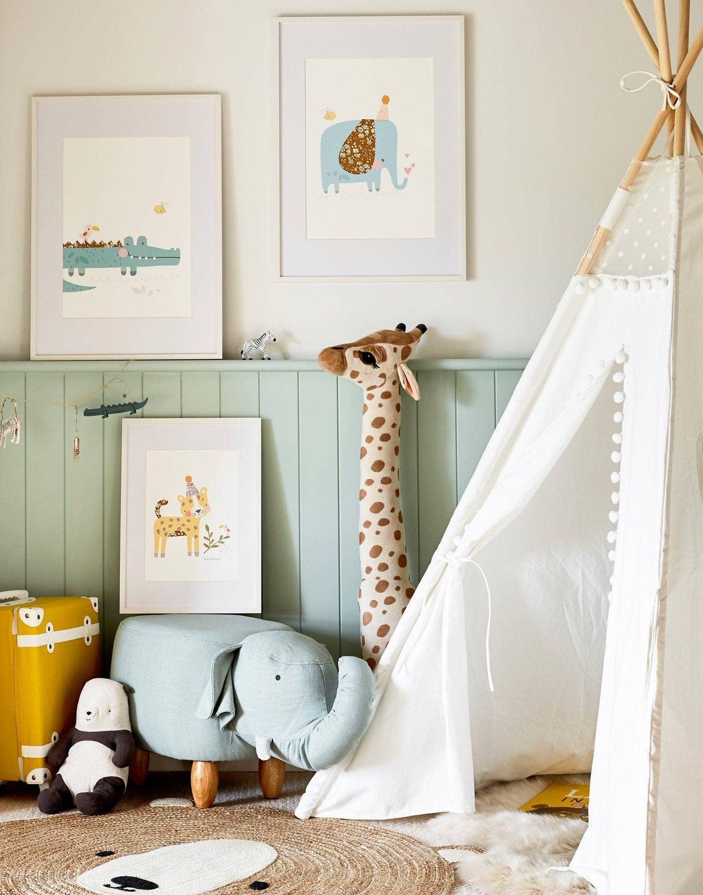 Crocodile Nursery Art - made with Liberty fabric