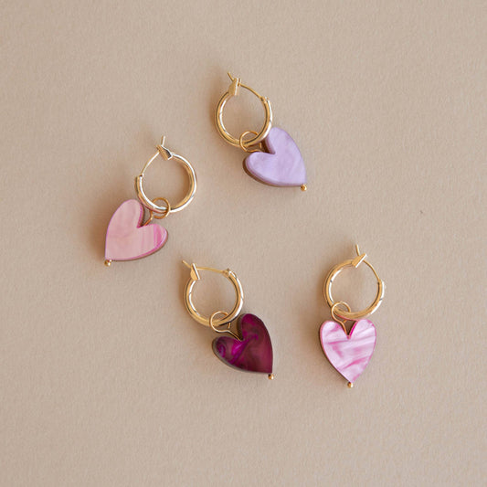 Love Grows Here Hoops - Merlot Red & Pink Marble Mix & Match