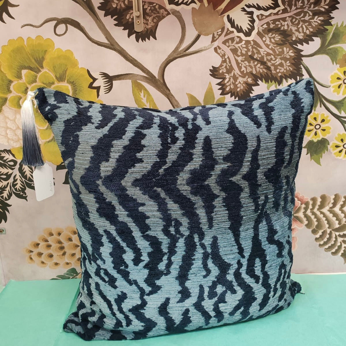 Thibaut Navy leopard print cushion