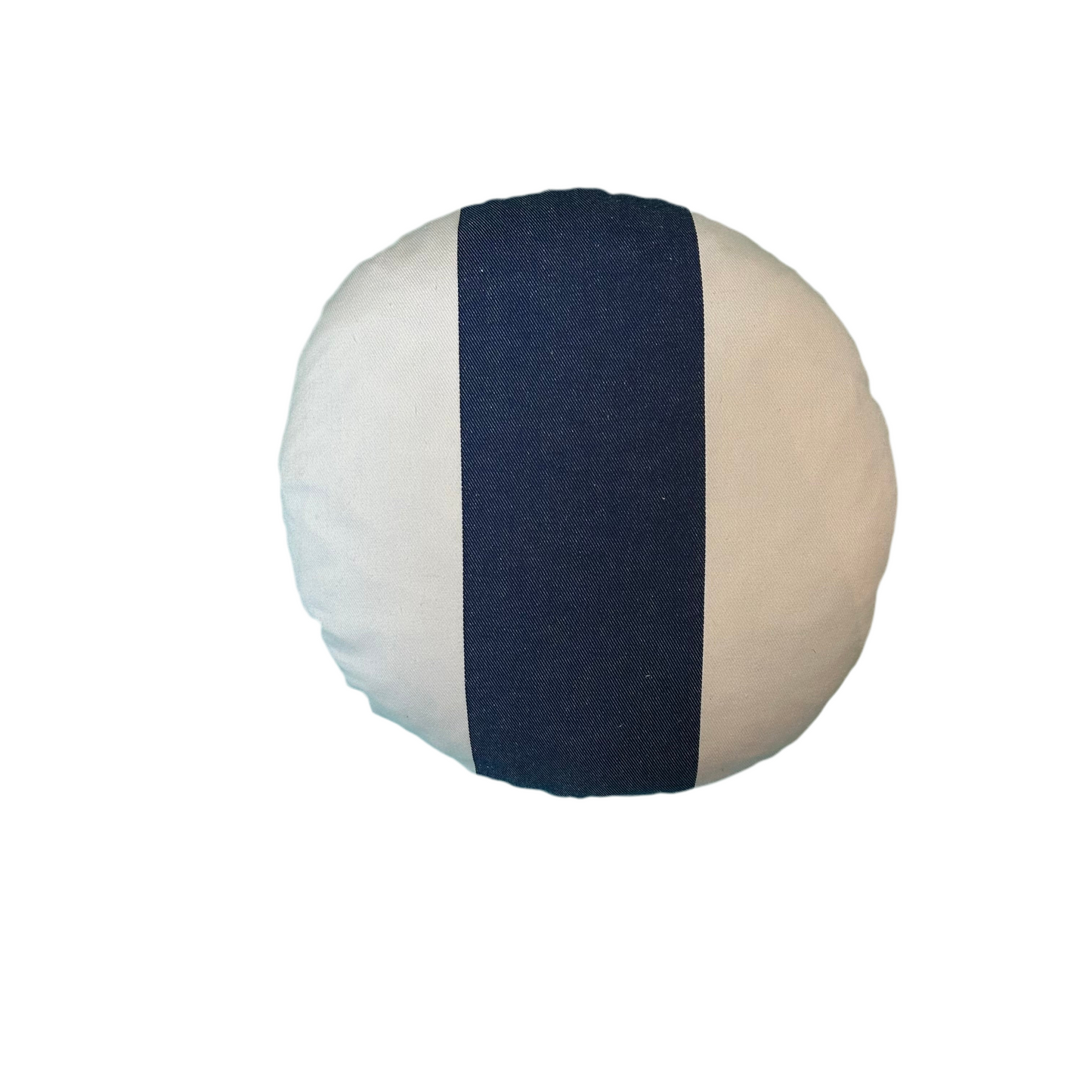 Ian Mankin round blue stripe cushion