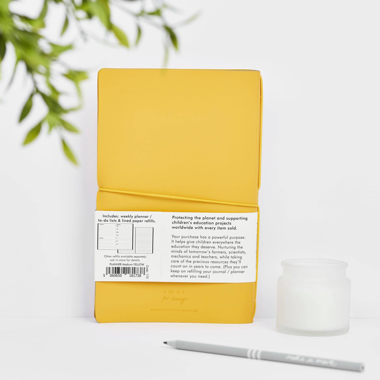 Planner/Journal Recycled Leather Refillable - Yellow