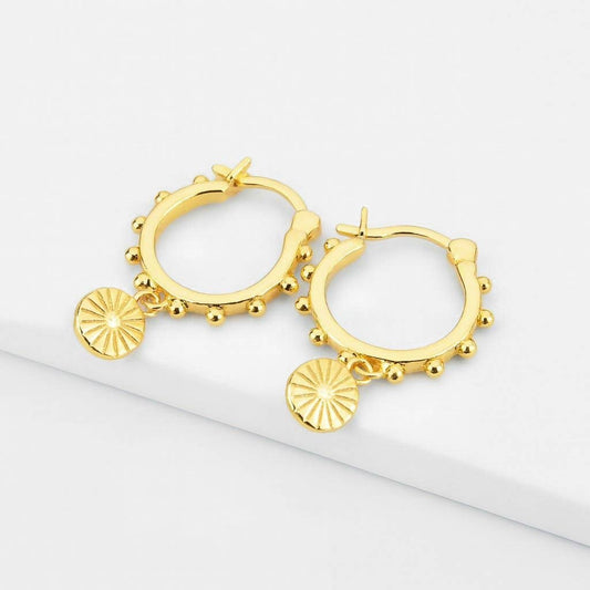 Boho Sun Charm Hoop Earrings