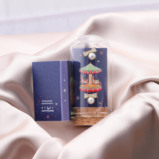 MERRY-GO-ROUND Crystal & Pearl Bow Earrings