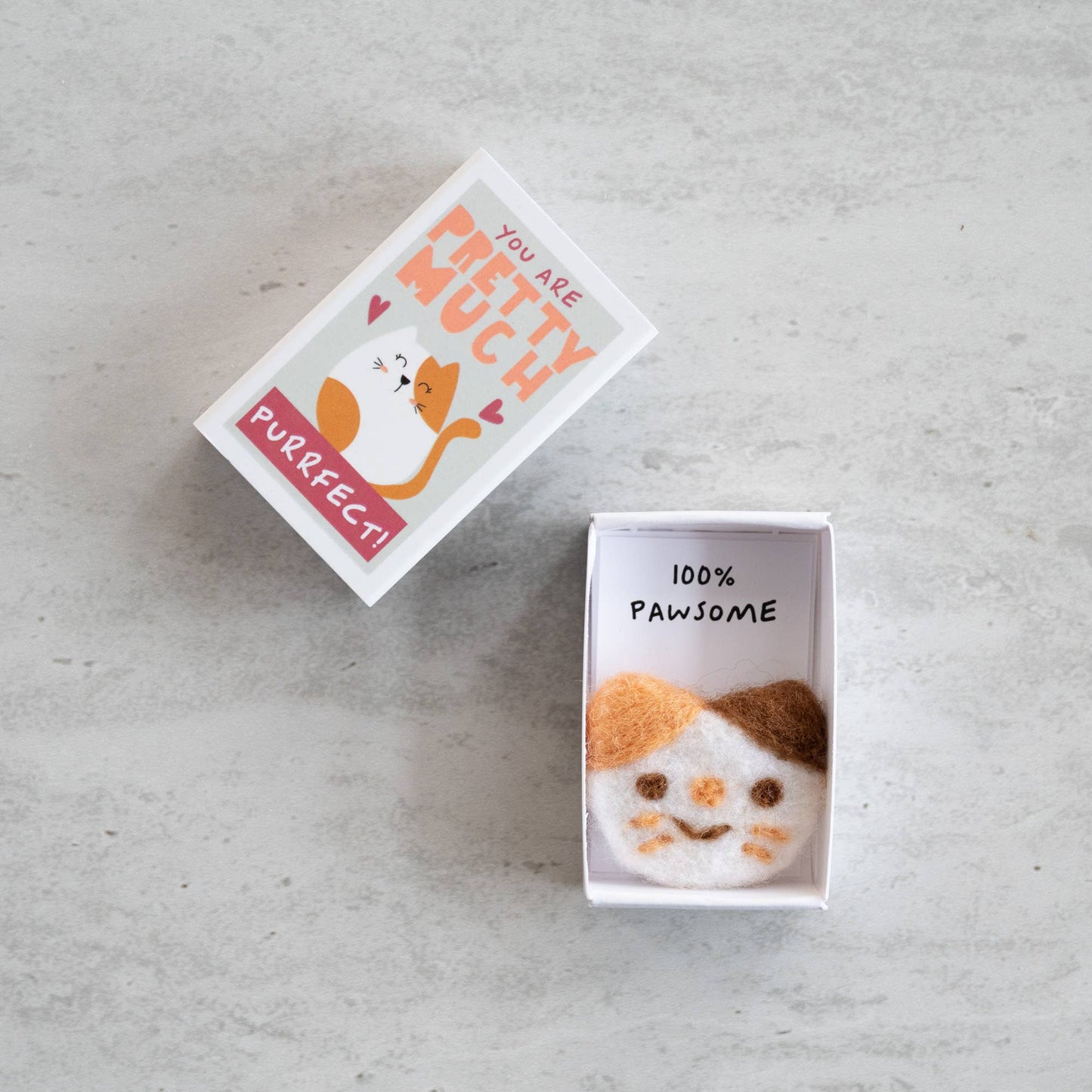 You're Purrfect Wool Felt Cat In A Matchbox