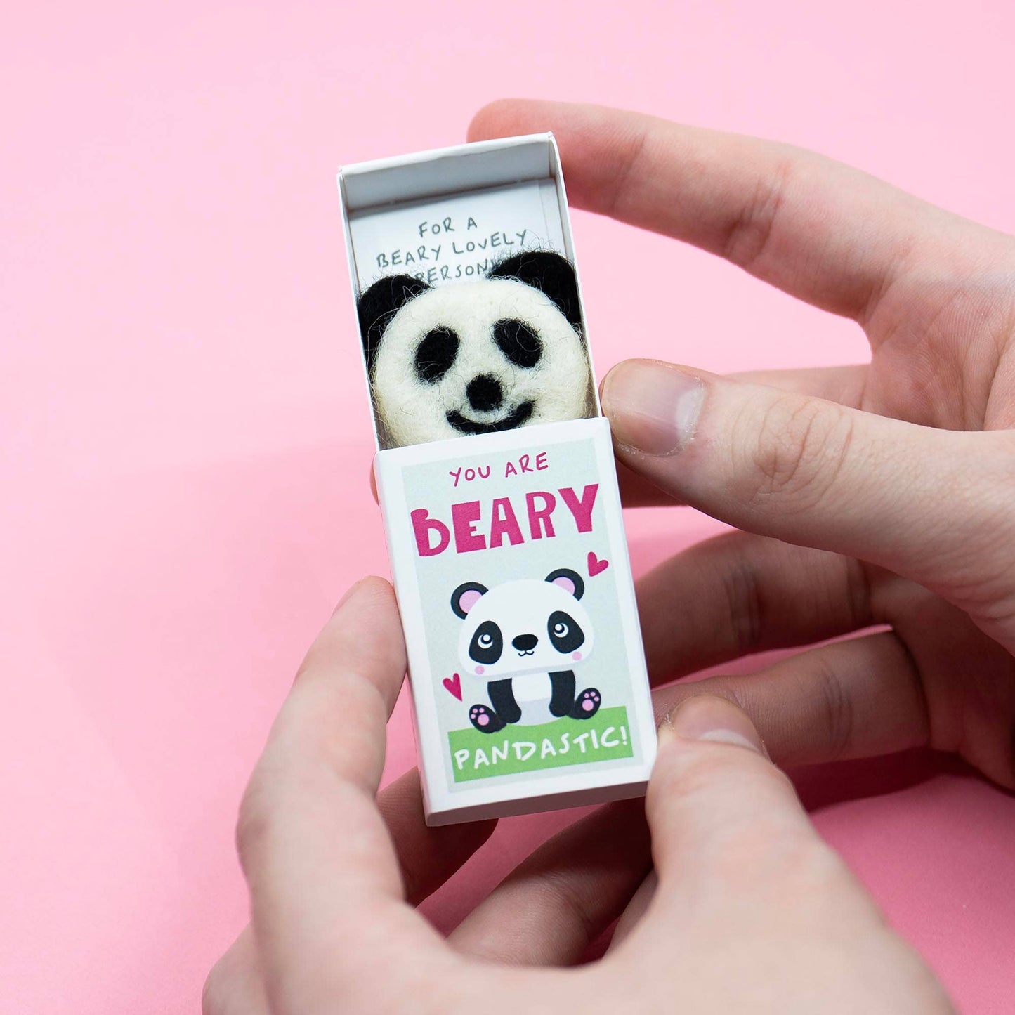 You're Beary Pandastic Wool Felt Panda In A Matchbox