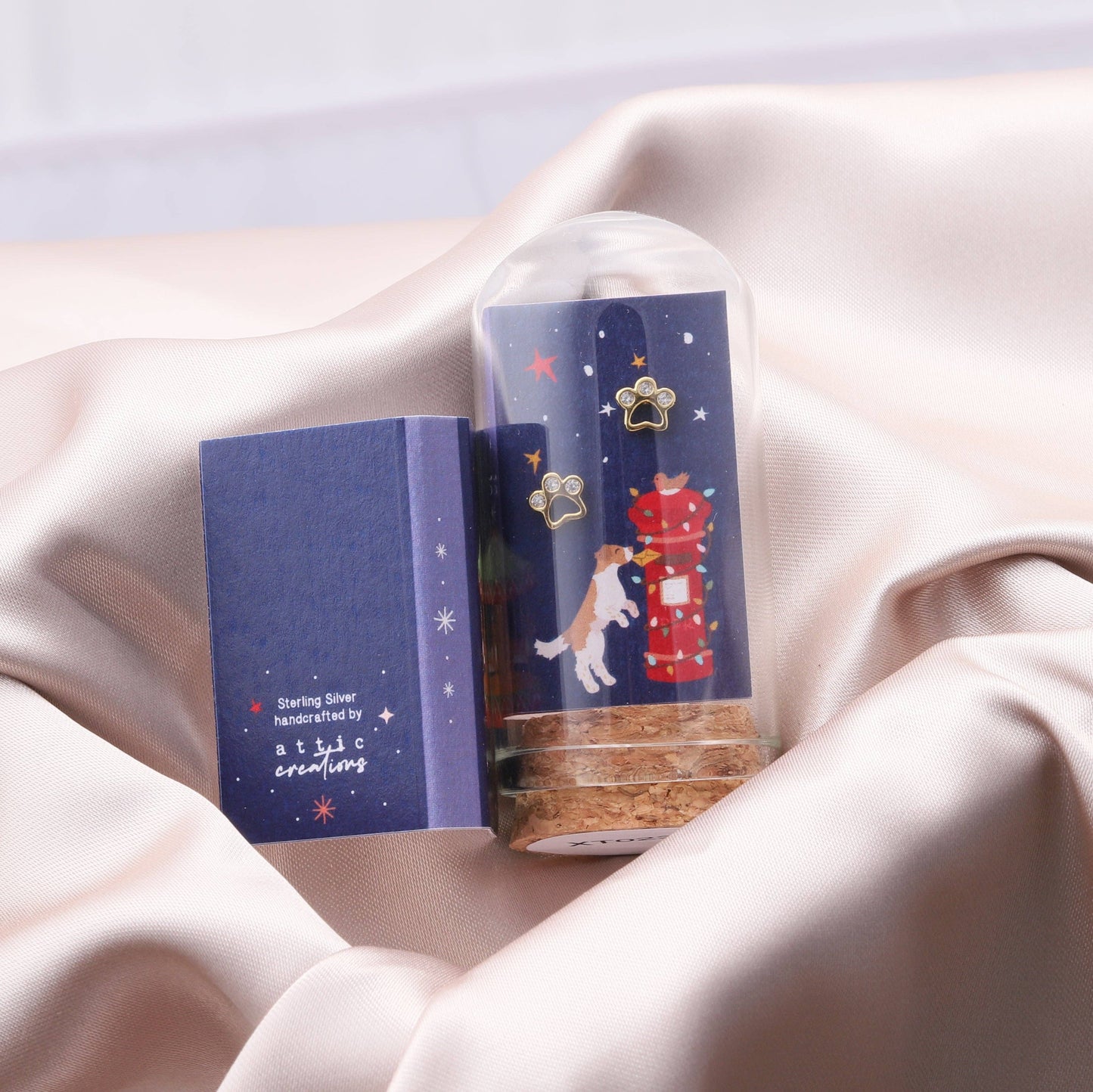 'POSTBOX' Crystal Tiny Paw earrings