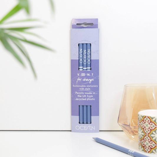 Pencils Pack of 3 recycled - OCEAN Sea Blue