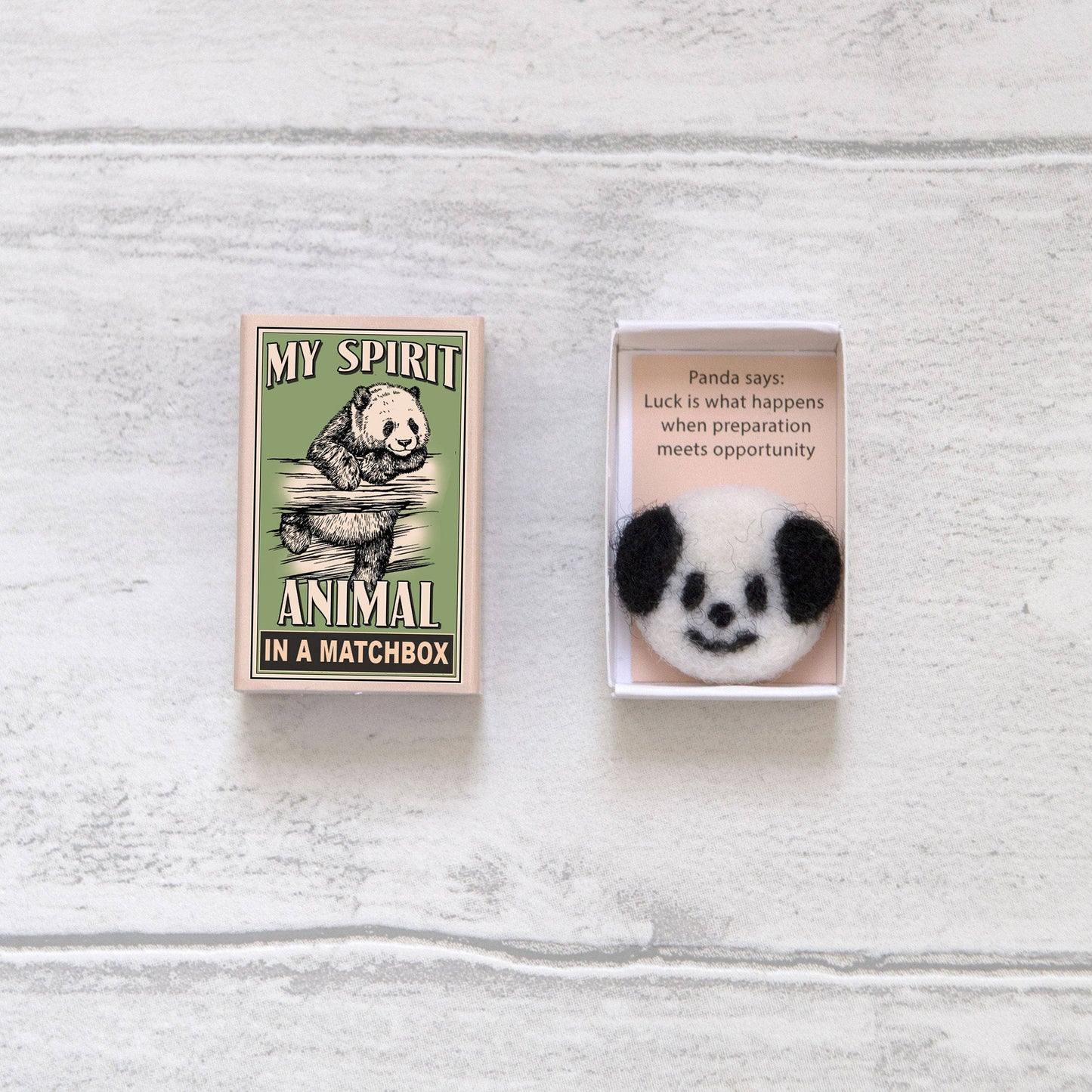 Wool Felt Panda Spirit Animal In A Matchbox