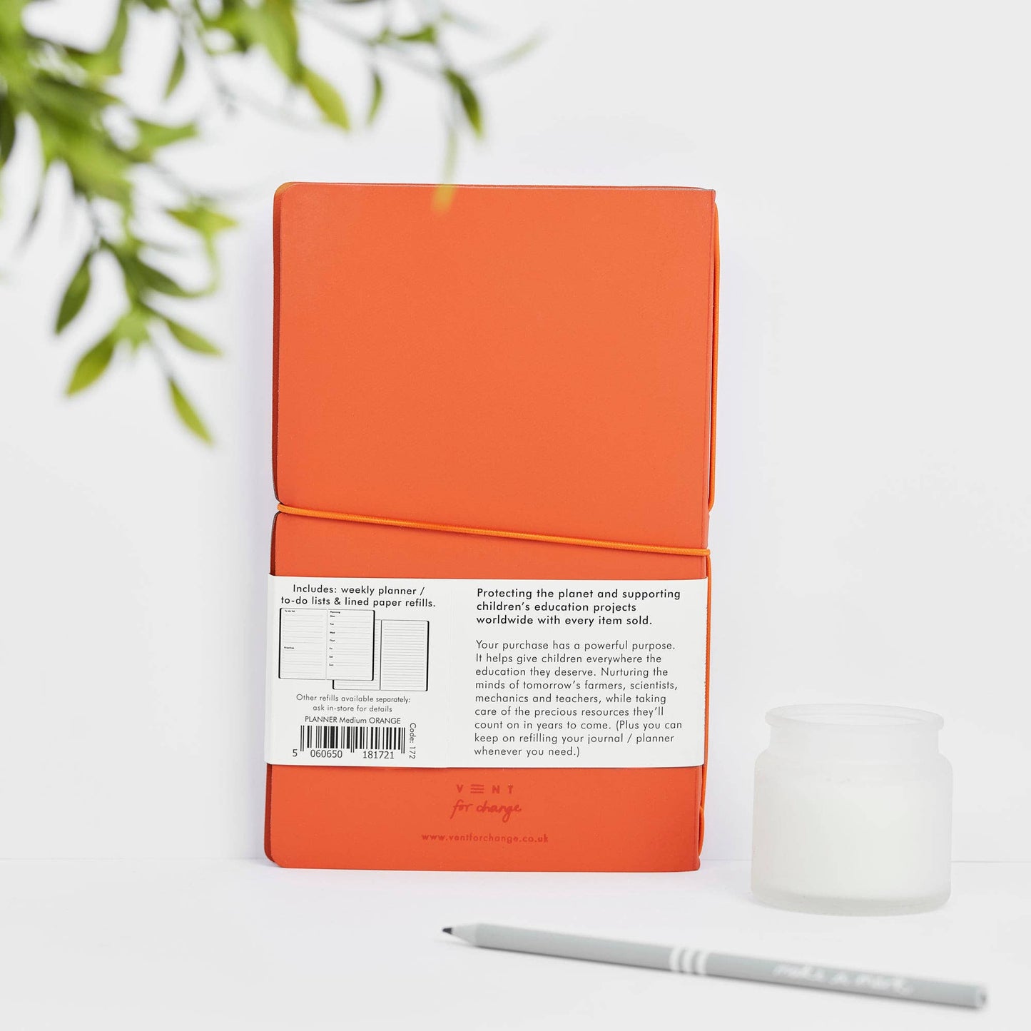 Planner/Journal Recycled Leather Refillable - Orange