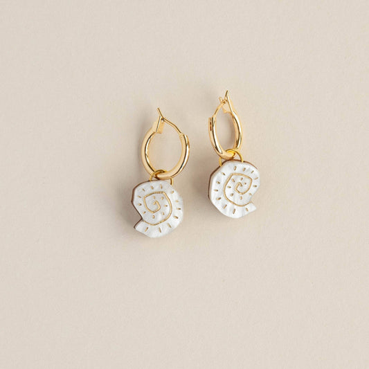 Shell Hoop Earrings Pearly Mint Gold