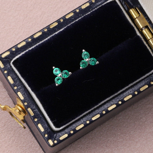 KINFOLK Drummer with Green crystal triangle earrings