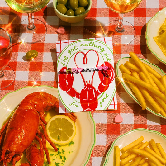 LOVE LOBSTER, LOVE BRACELET, RED ENVELOPE Card