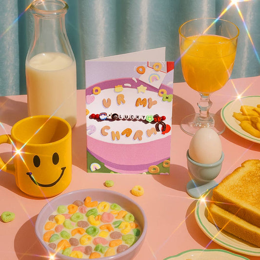 LUCKY CHARM, LUCKY BRACELET, PALE PINK ENVELOPE Card