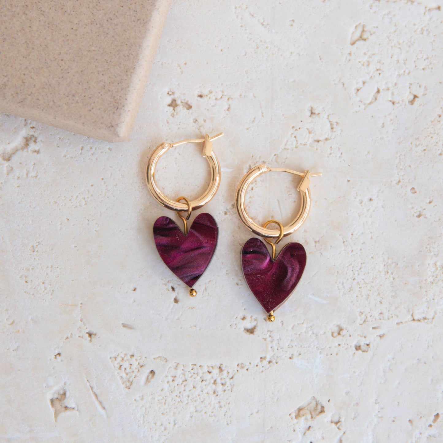 Love Grows Here Hoops - Merlot Red & Pink Marble Mix & Match