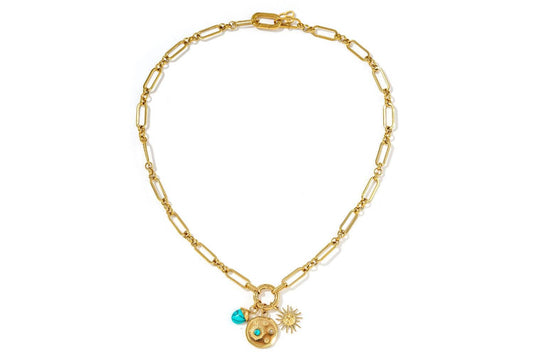 Luma Turquoise Howlite Detachable Charm Pendant Gold Necklace
