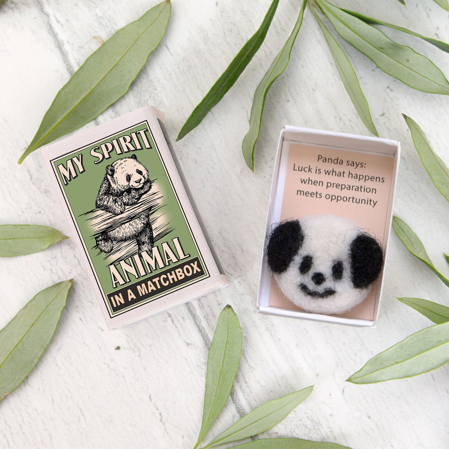 Wool Felt Panda Spirit Animal In A Matchbox