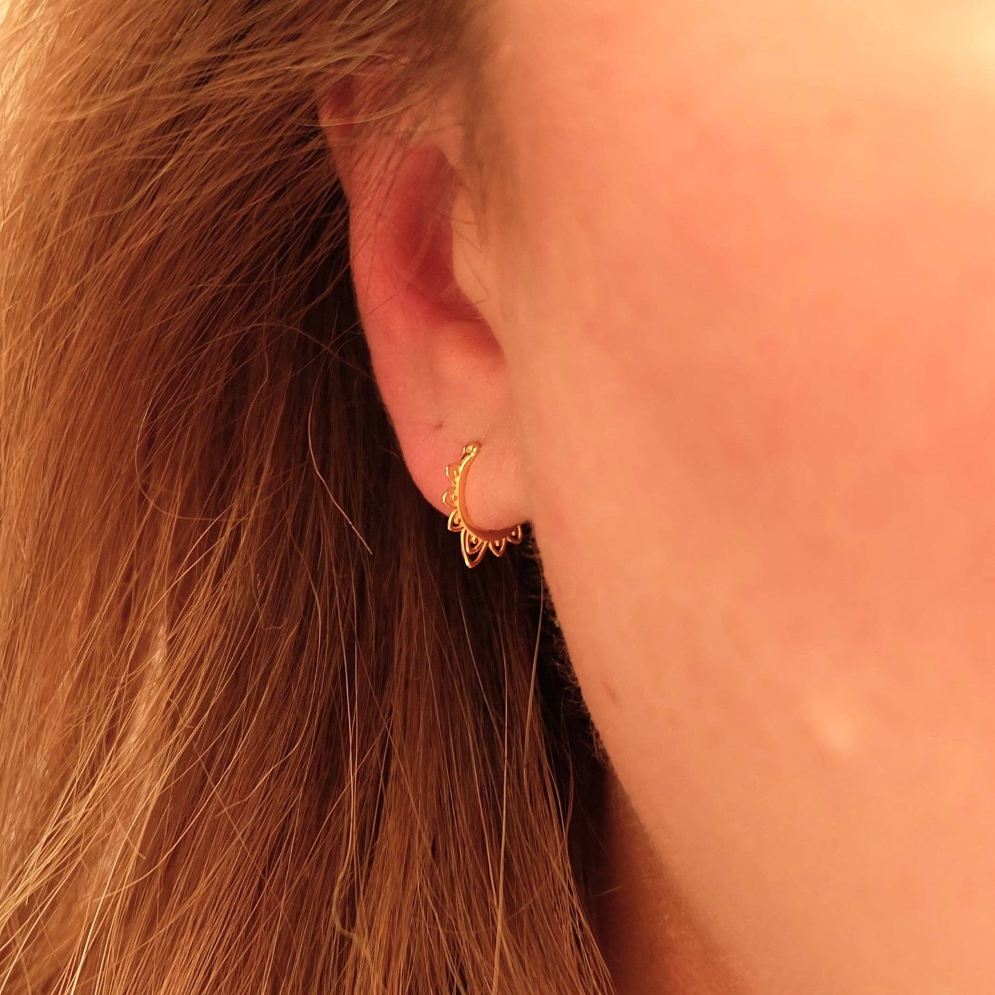 Lotus Vermeil Huggie Hoops