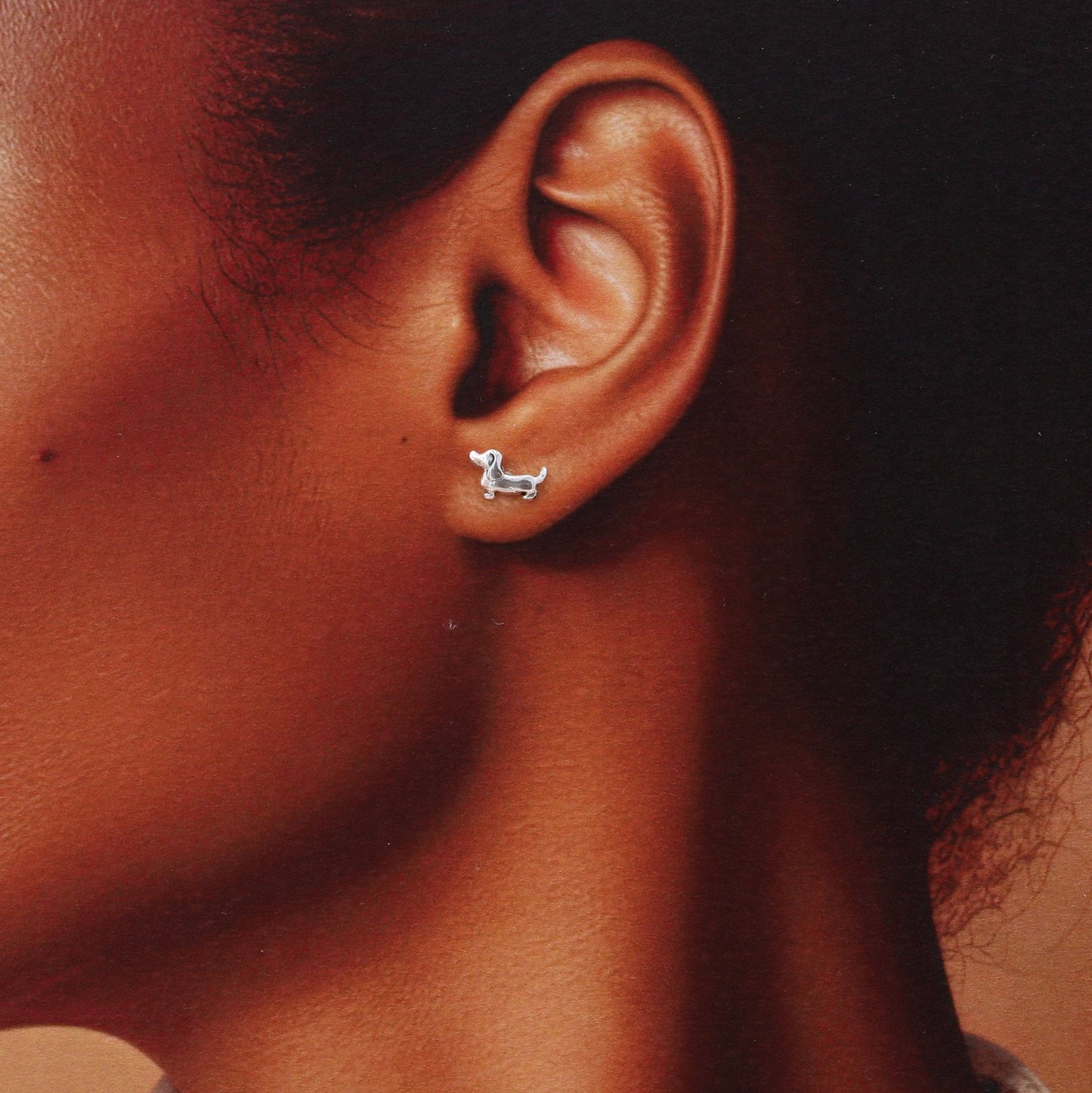 Dog walker Silver Sausage Dog Earrings