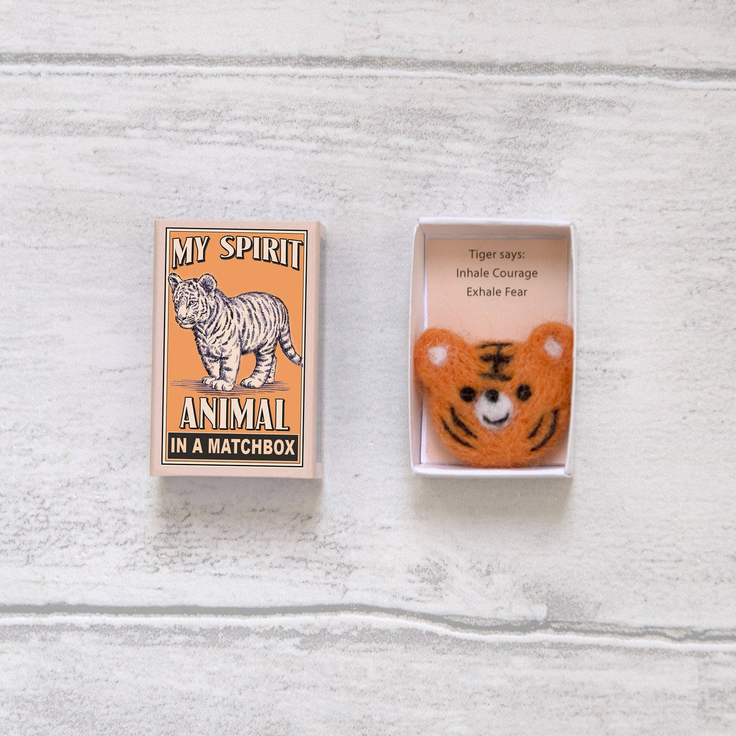Wool Felt Tiger Spirit Animal In A Matchbox
