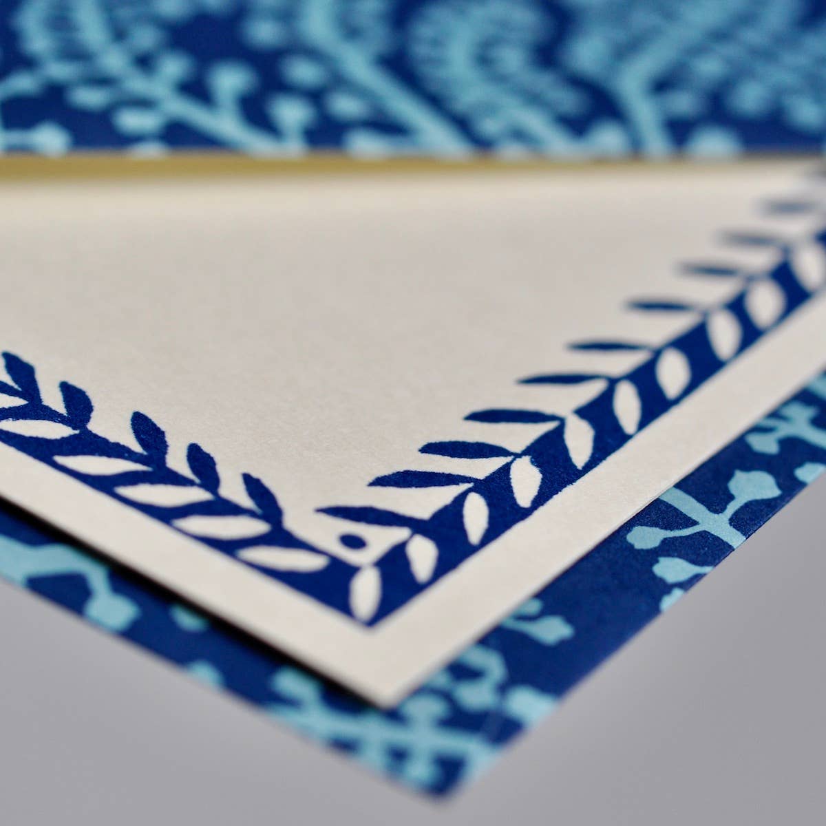 Set of Notecards and Envelopes Seaweed Paisley Cyanotype