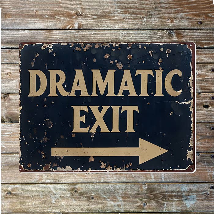 Vintage Style Dramatic Exit Arrow Rust Metal Sign Plaque