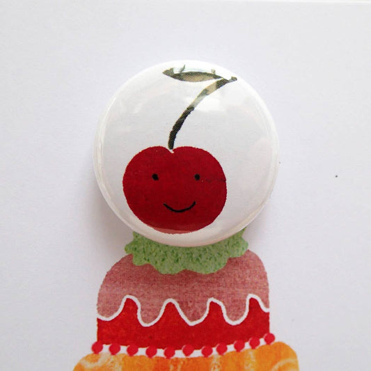 Greeting card with badge - Cherry cake