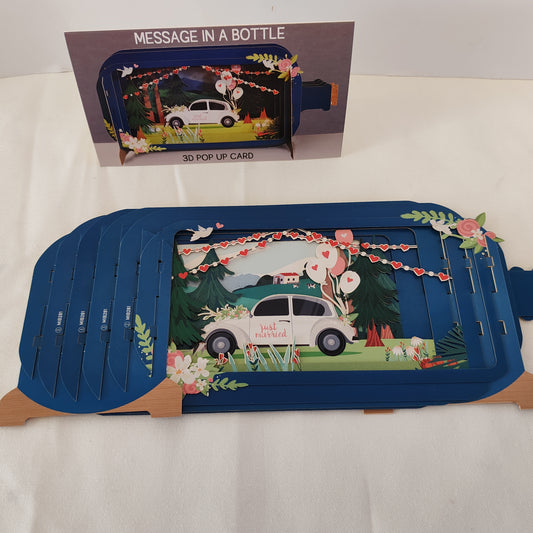 Message in a bottle pop up greeting card wedding