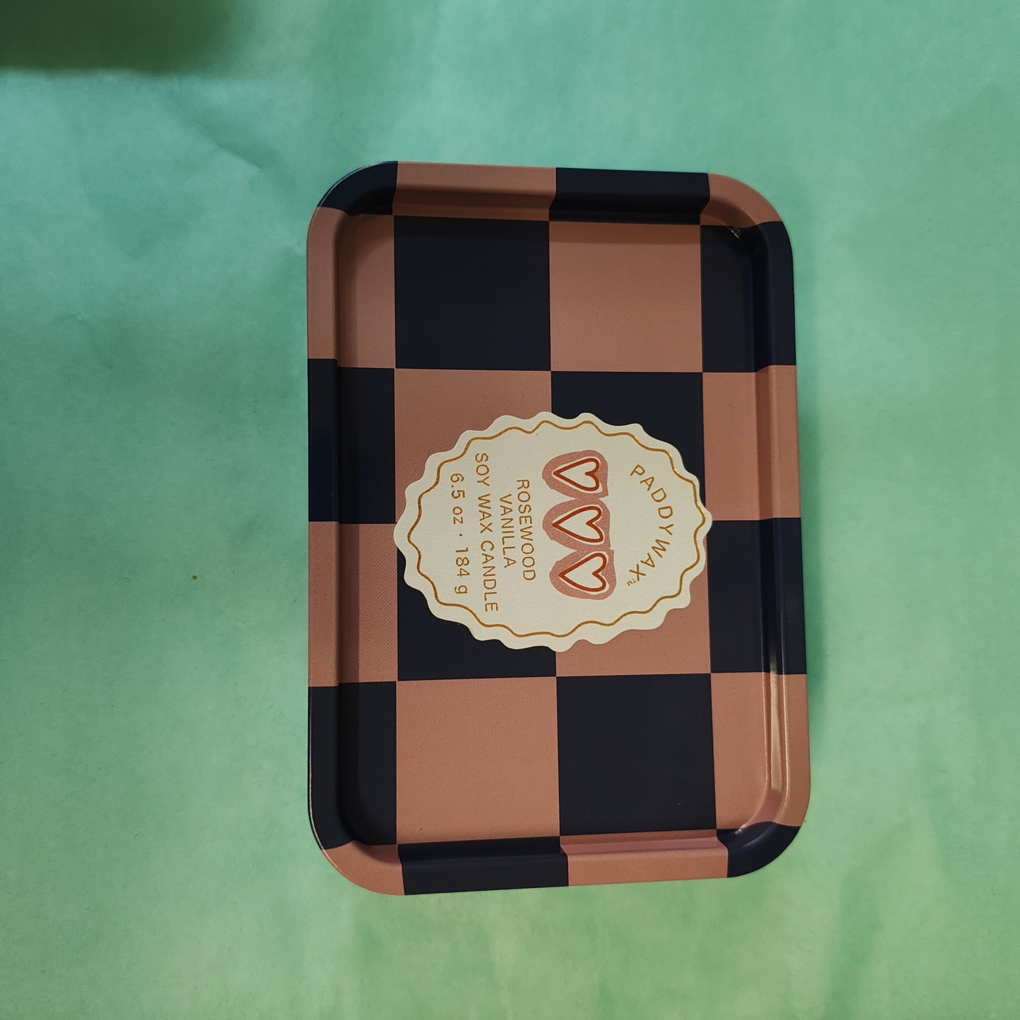 A Dopo 6oz/184g Hearts Printed Tin Candle - Rosewood Vanilla