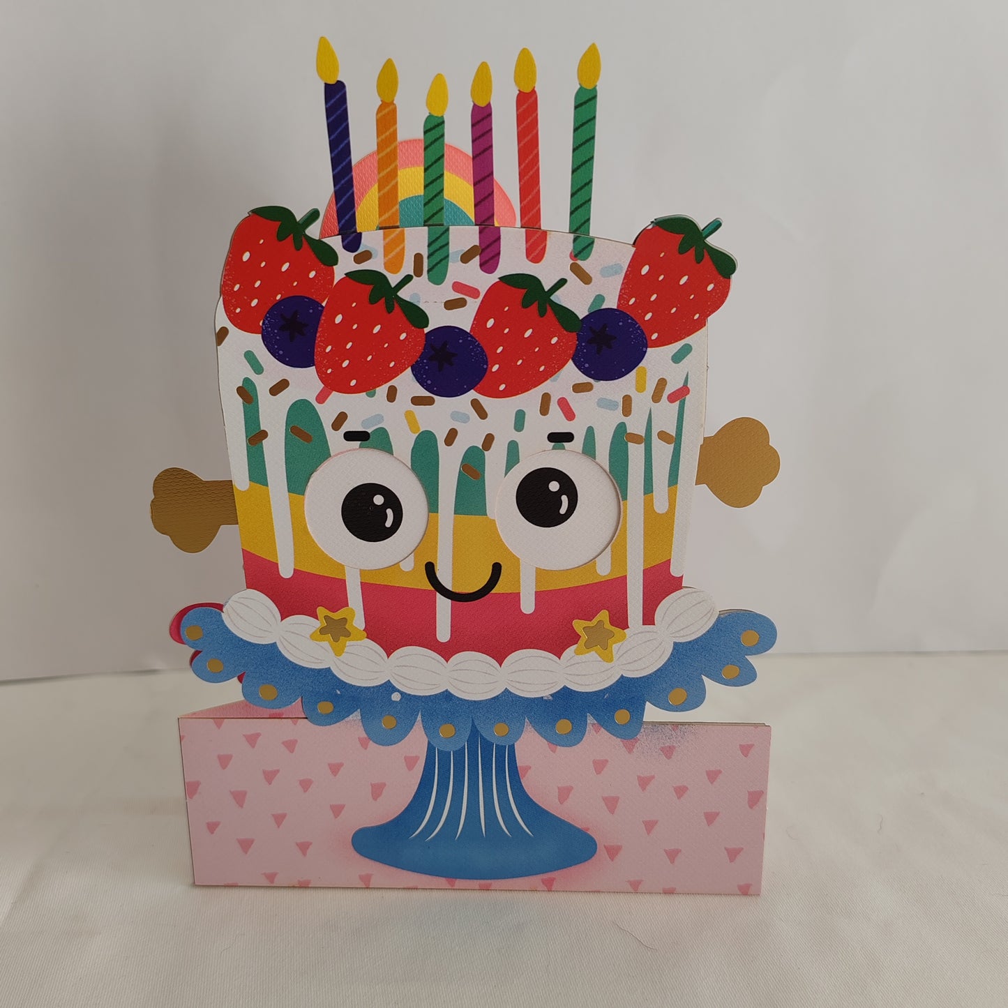 Wobbly eyes greeting card cake