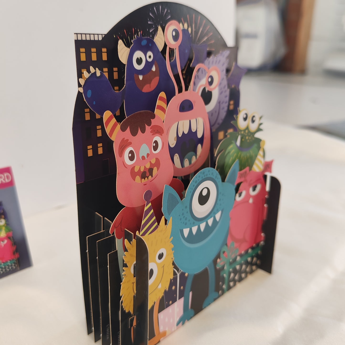 Monsters pop up 3d greeting card.