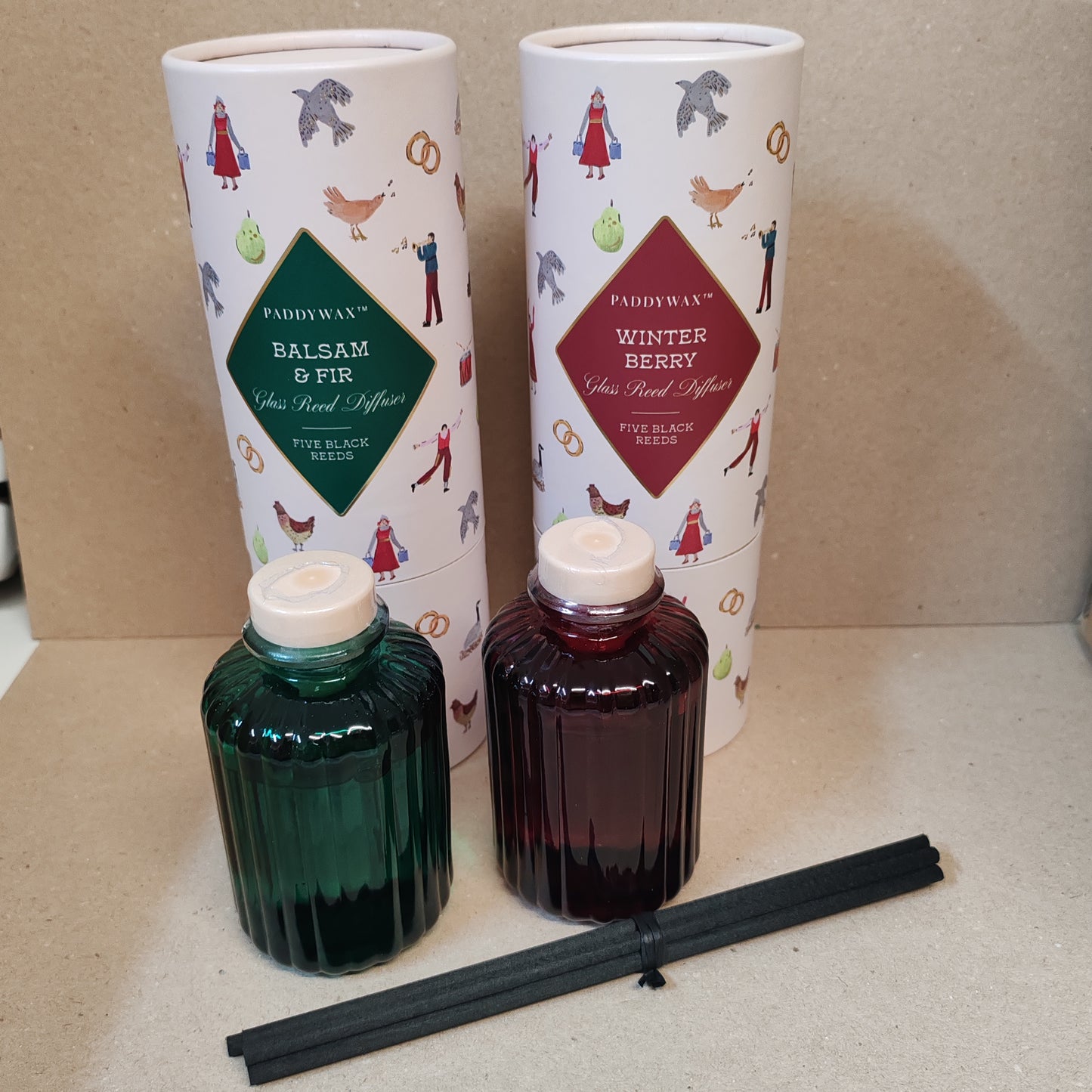 Diffuser Christmas balsalm and fir. Green ribbed Glass votive