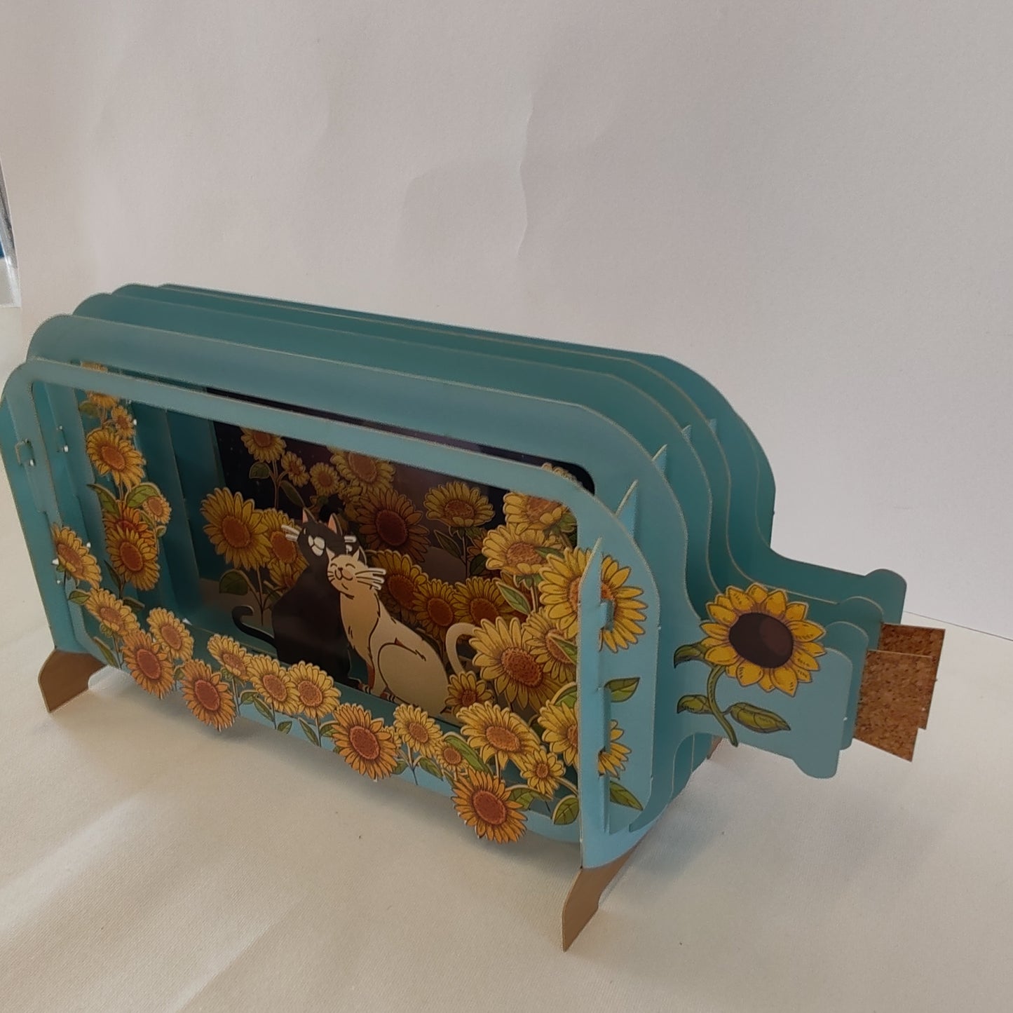 Message in a bottle greeting card sunflower and cats