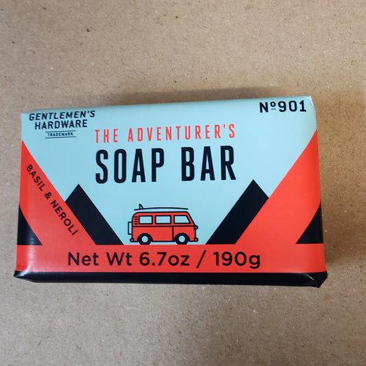 Soap bar scent of basil and neroli. Car theme packaging