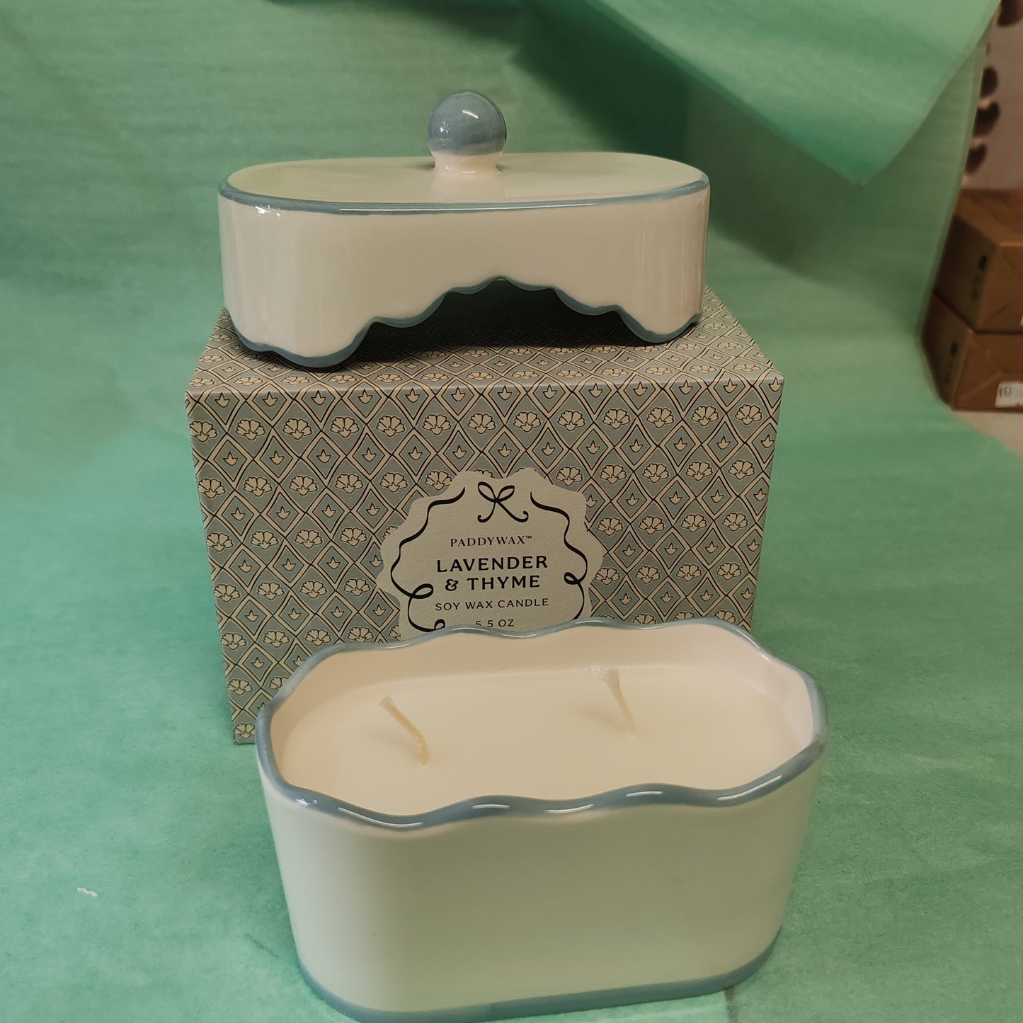 Cherie 5.5oz/155g Ceramic Dish Candle - Blue - Lavender & Tyme