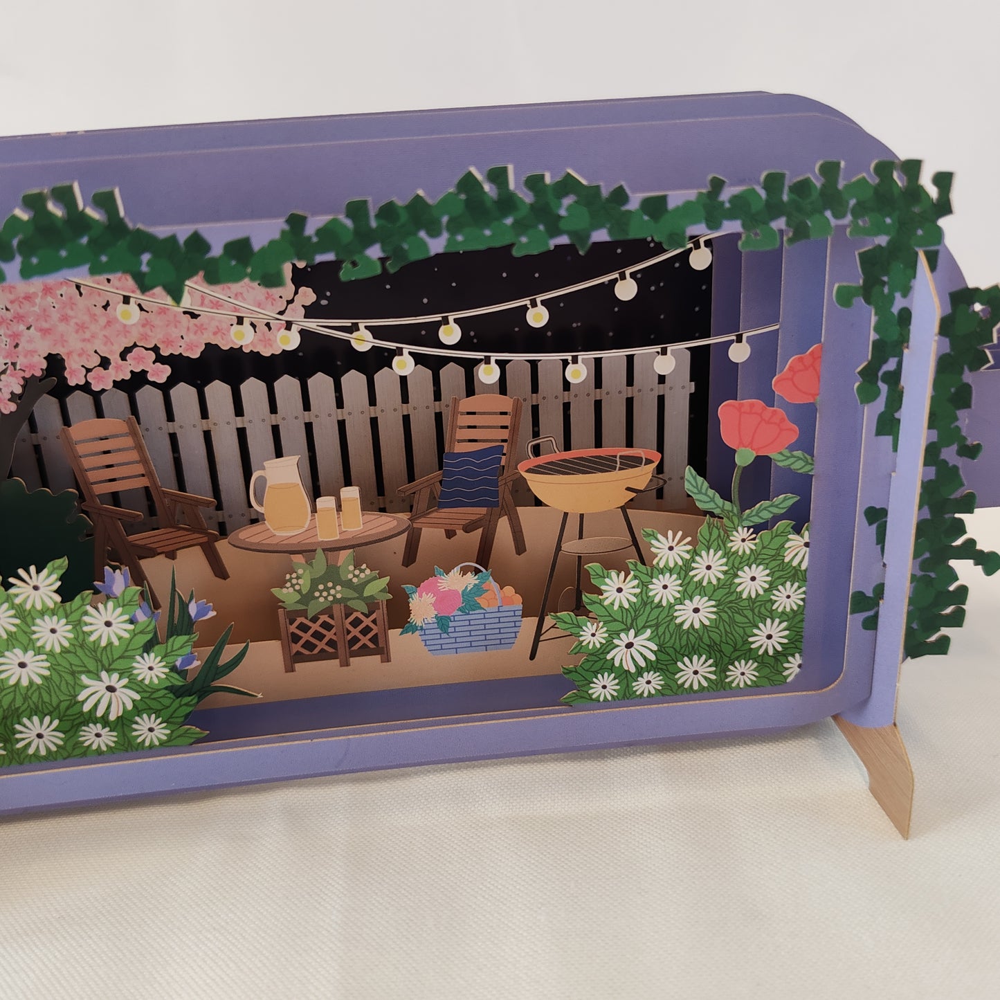 Message in a bottle pop up greeting card garden scene