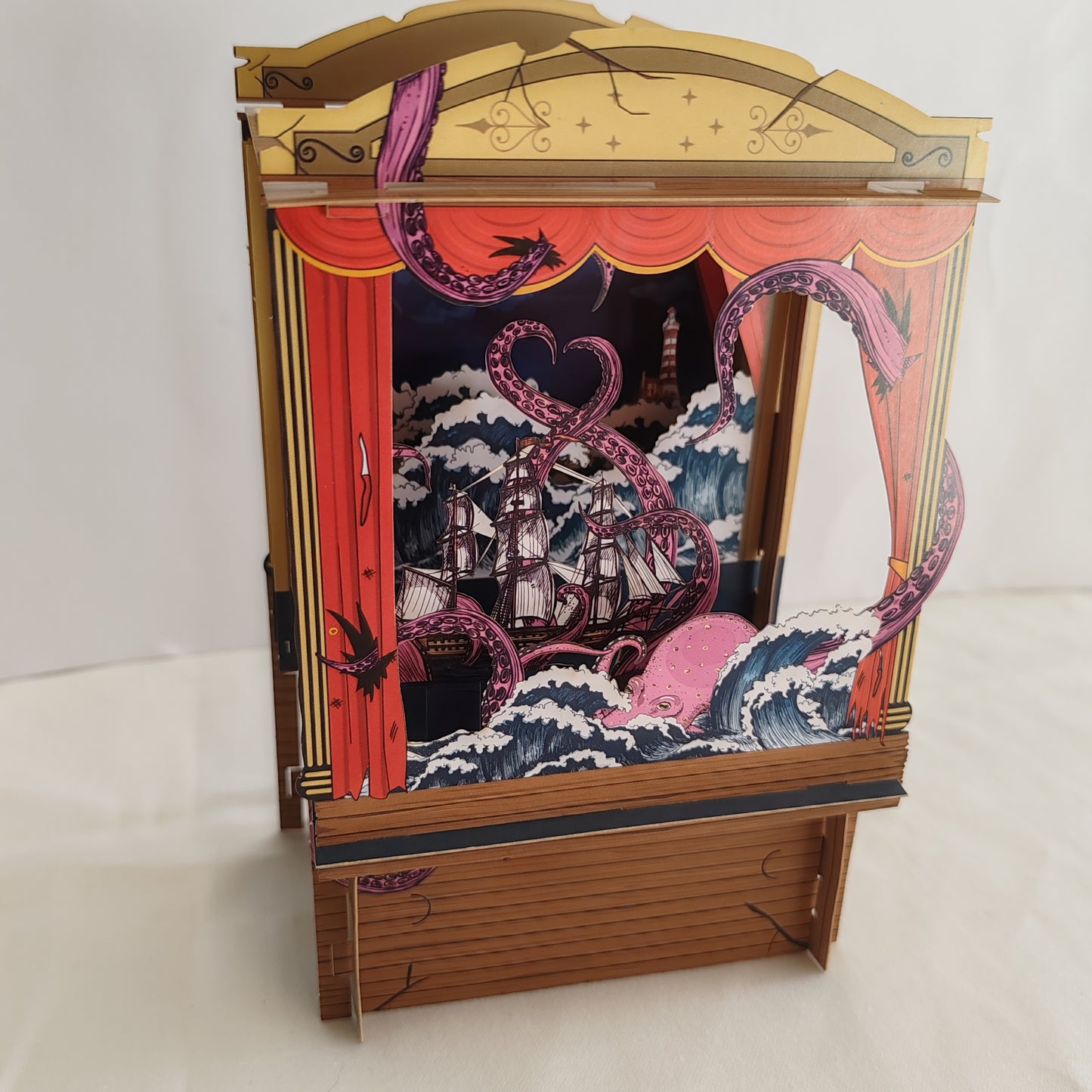 Paper theatre interactive greeting card sea scene