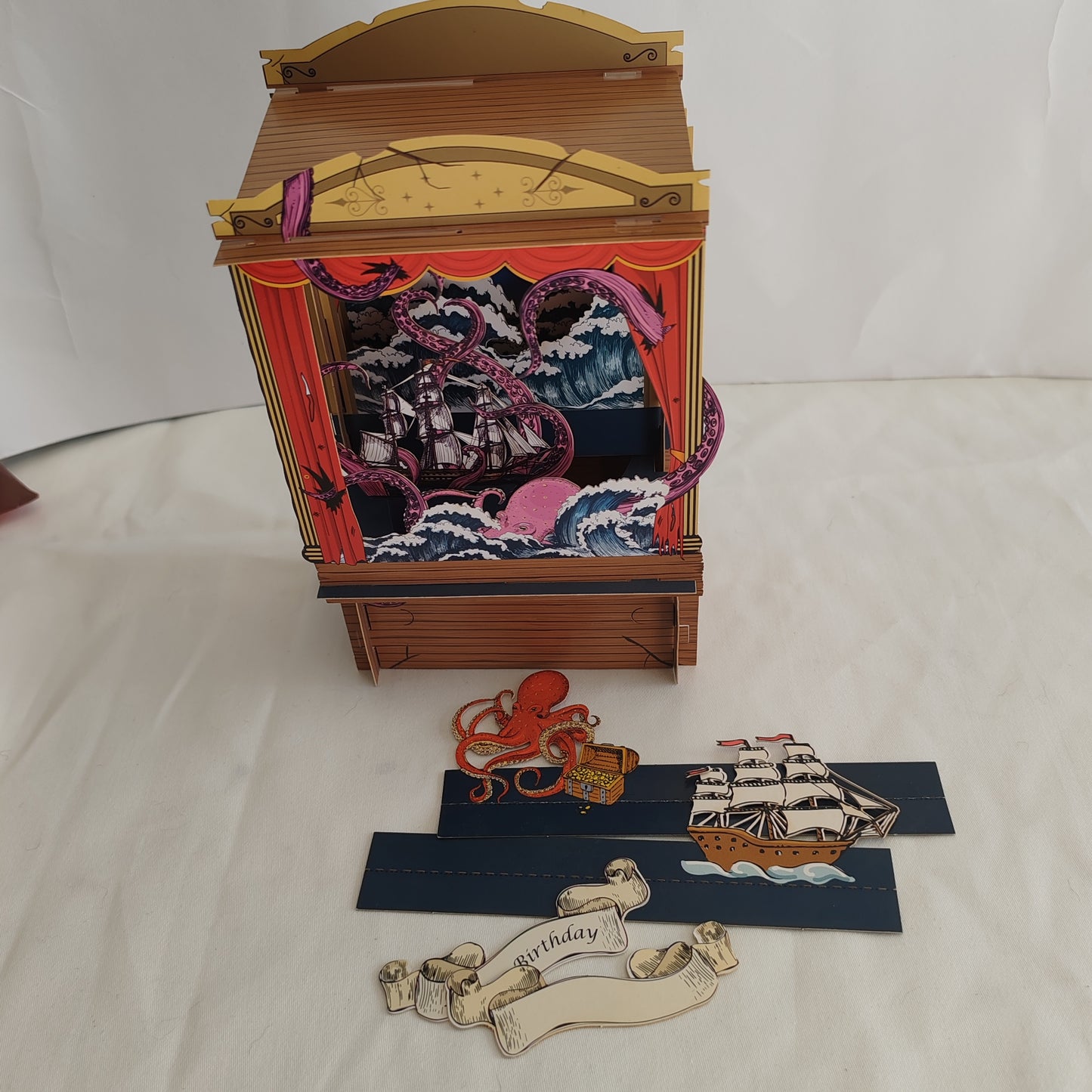 Paper theatre interactive greeting card sea scene