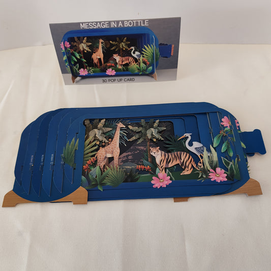Message in a bottle exotic animals greeting card
