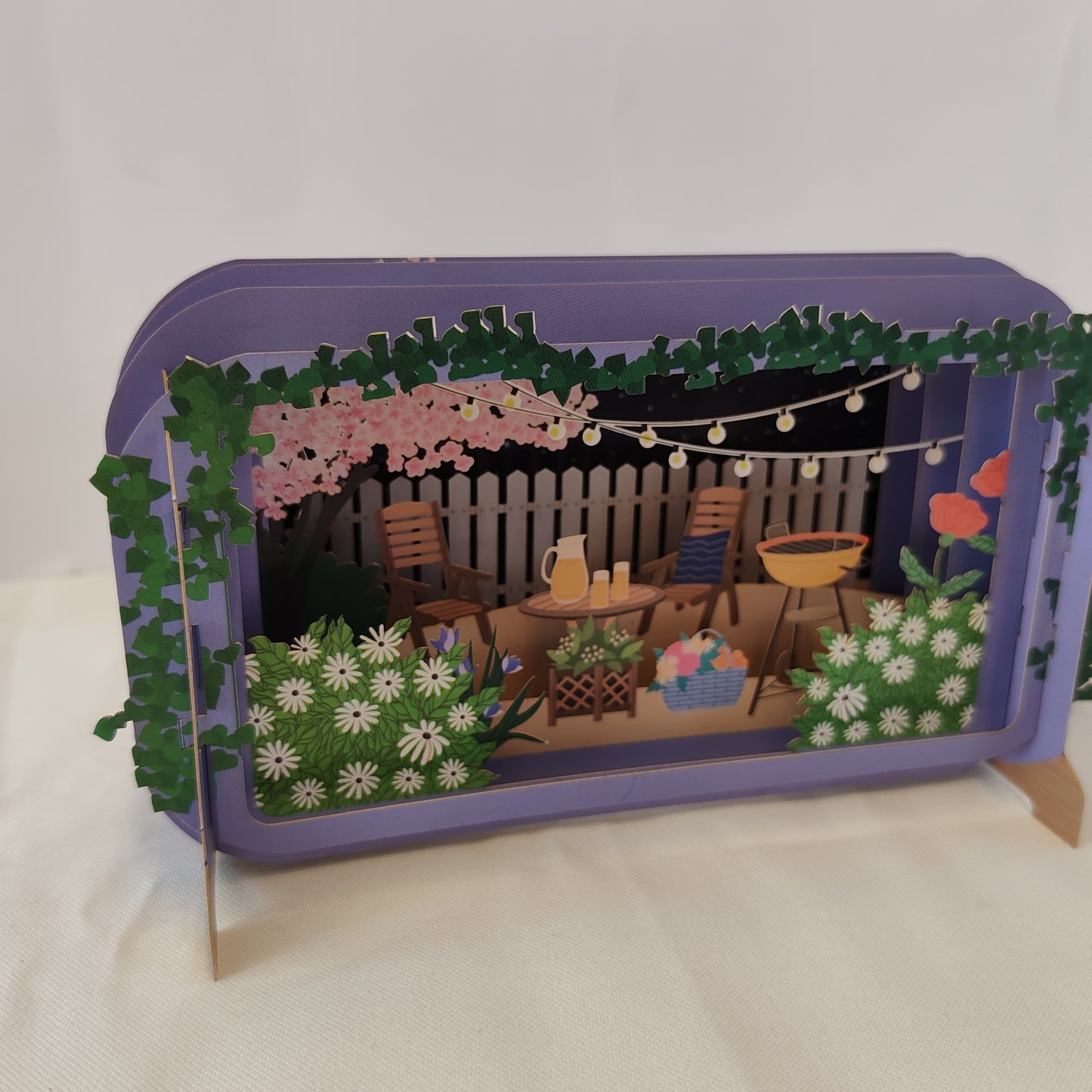 Message in a bottle pop up greeting card garden scene