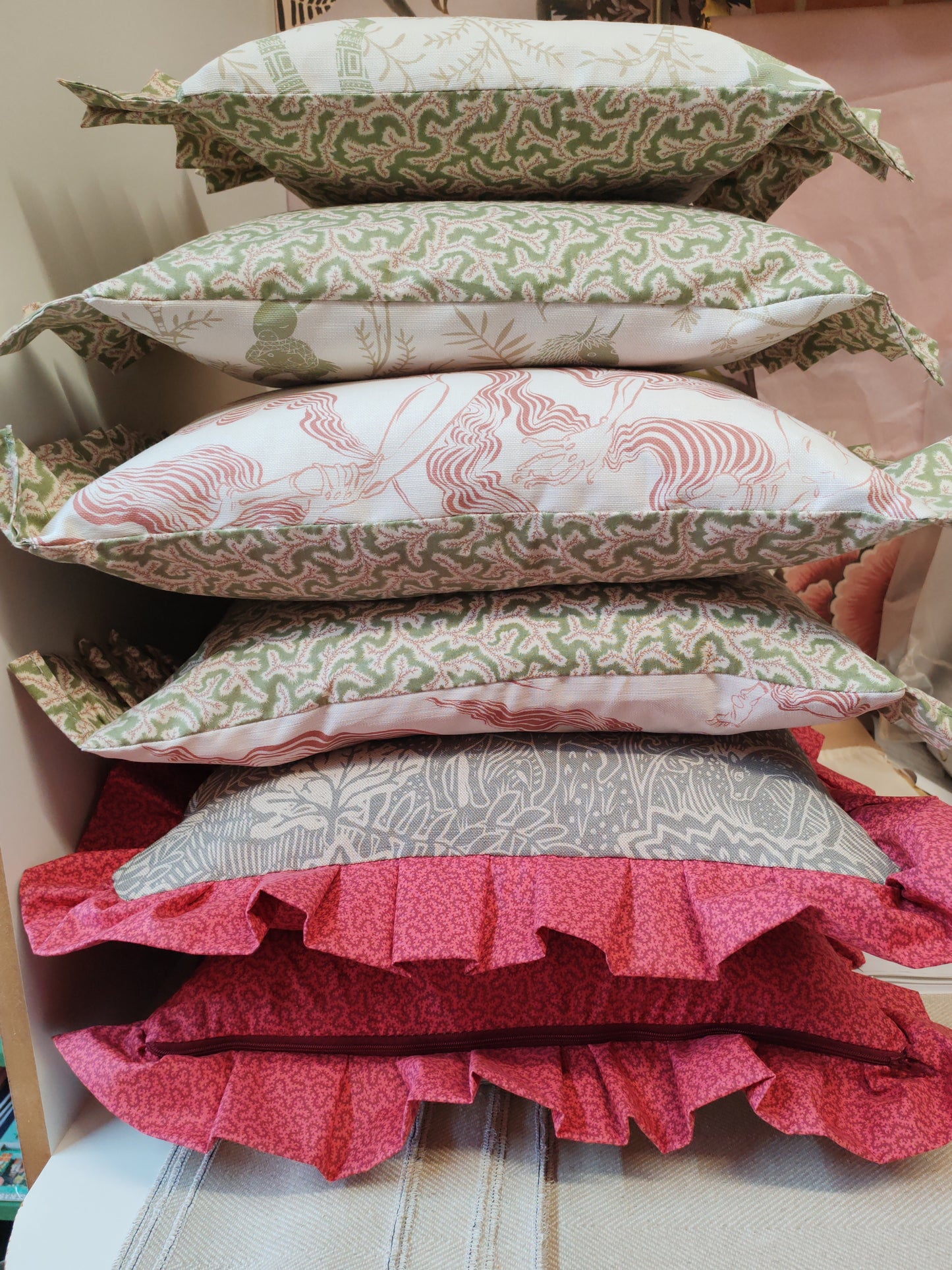 Adam and Eve fabric cushions.
