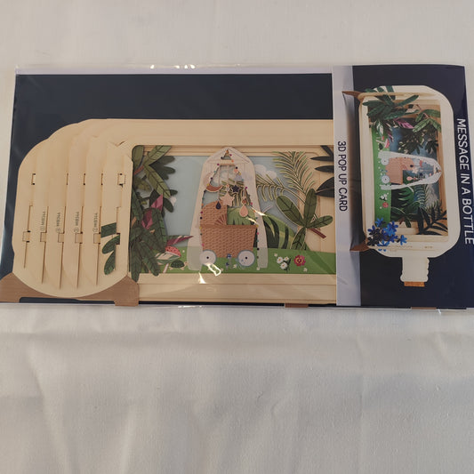 Message in a bottle greeting card. New baby