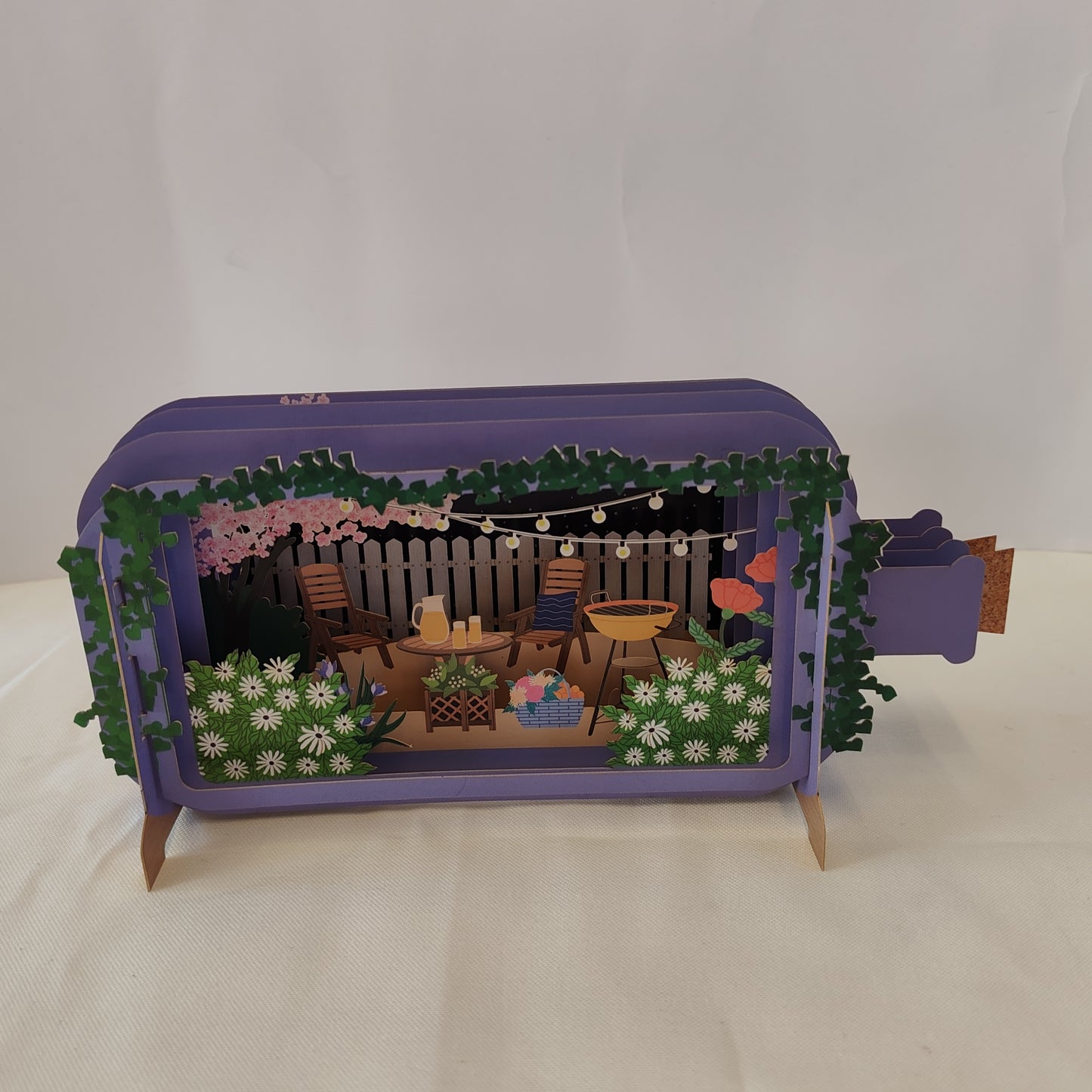 Message in a bottle pop up greeting card garden scene