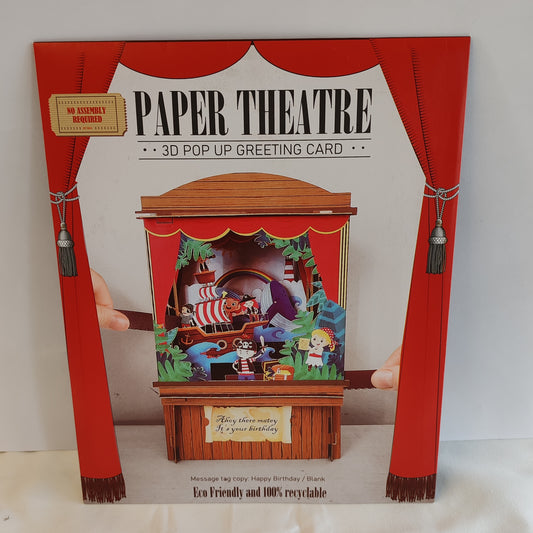 Paper theatre pop up greeting card. Pirate theme