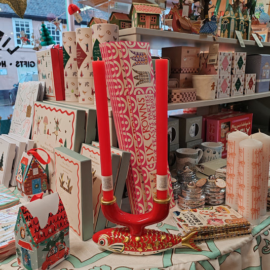 Ceramic koi fish candle holder