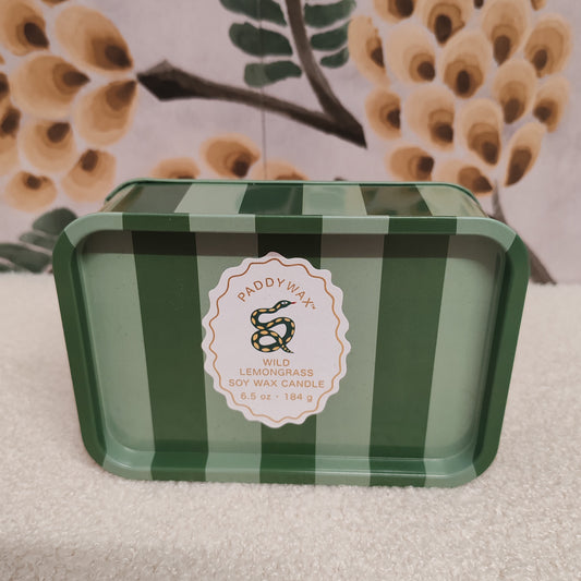 A Dopo 6oz/184g Snake Printed Tin Candle - Wild Lemongrass