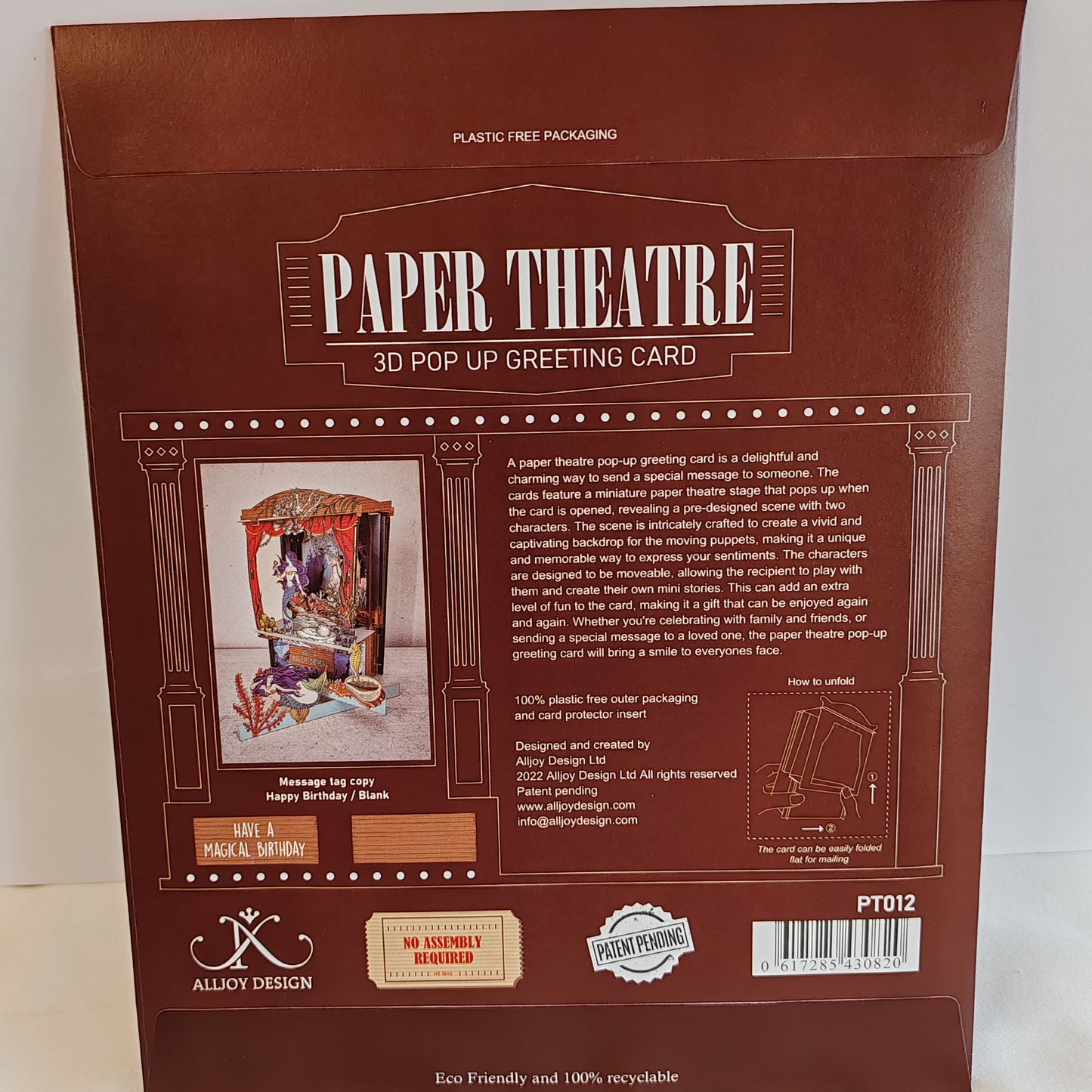 Paper theatre pop up greeting card. Mermaid theme