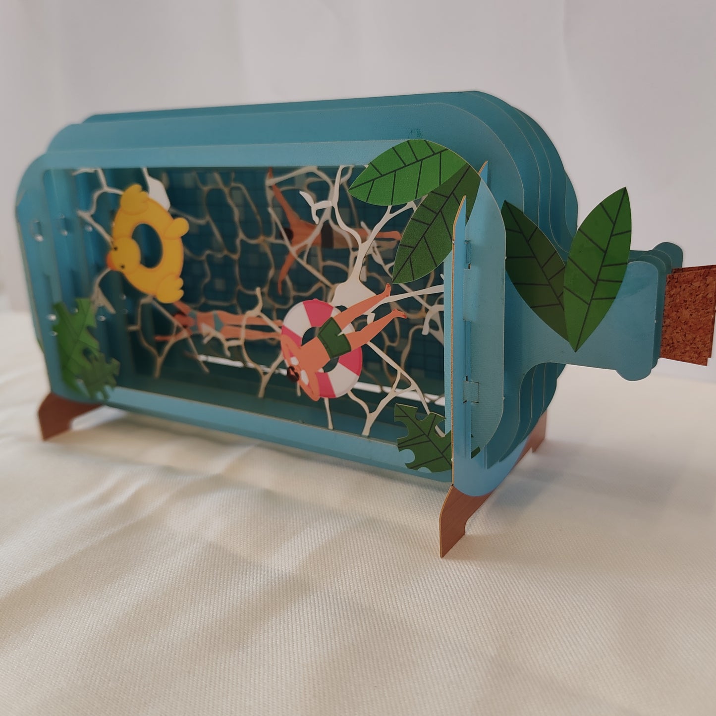 Message in a bottle swimming greeting card