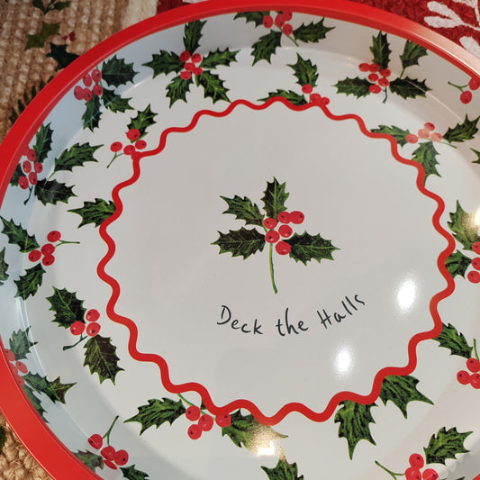 Botanical Holly Metal Enamel Tray